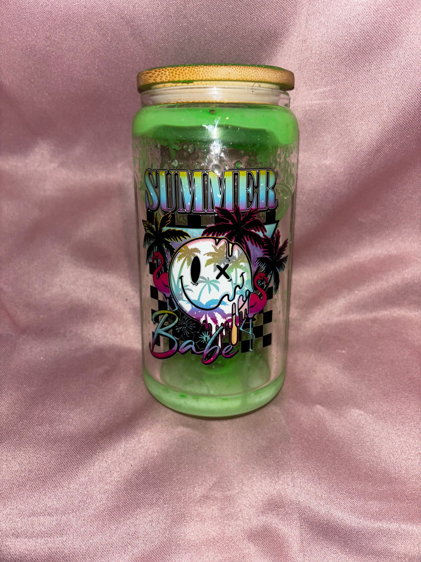 16oz Summer Vibes glass tumbler